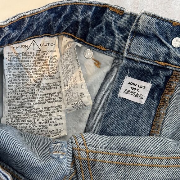 Zara Womens High-Waisted Tapered Blue Denim Jeans Sz 6 Y2K Minimalist Aesthetic - Picture 7 of 9